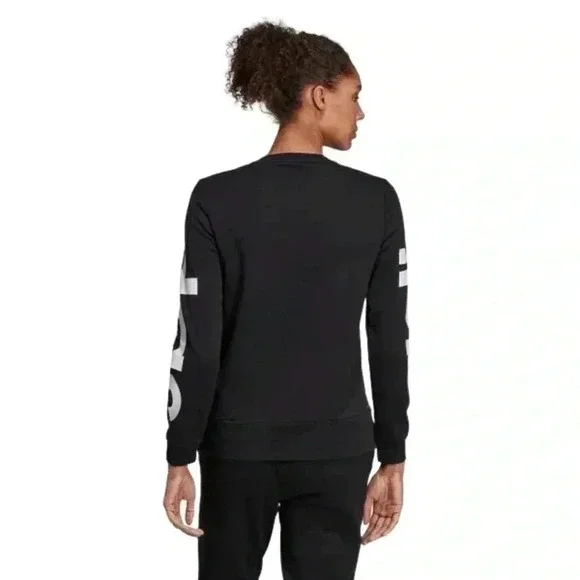 ADIDAS Essential Crewneck Sweatshirt - Black with white logo - Size Med (12/14) - Picture 3 of 13